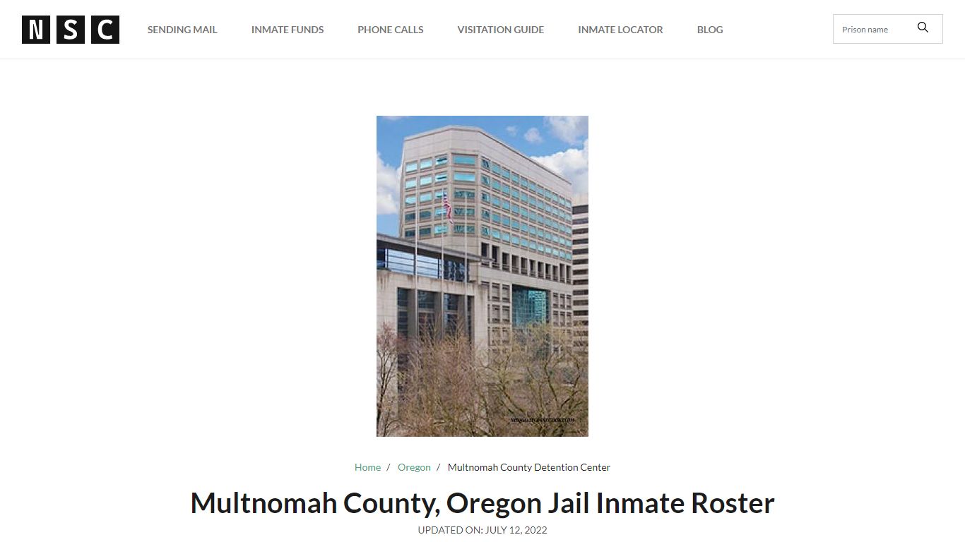 Multnomah County, Oregon Jail Inmate Roster